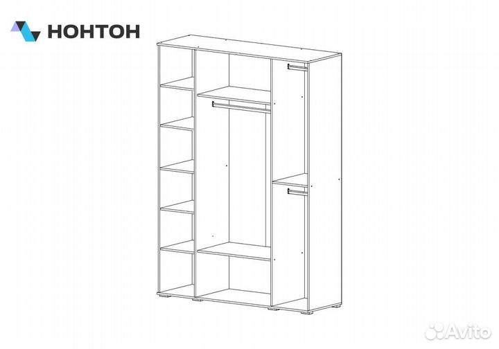 Шкаф 4-х створчатый с антресолью Норд графит