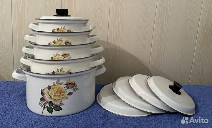 Набор эмалированных кастрюль СССР Новый