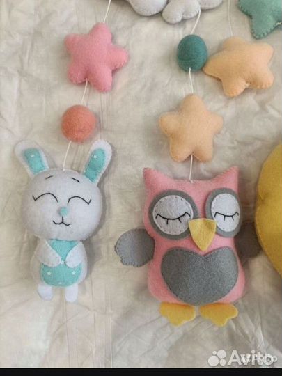 Мобиль на кроватку из фетра с музыкой