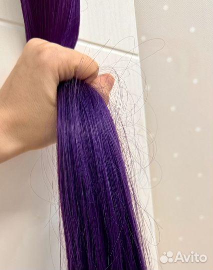 Накладной хвост шиньон парик фиолетовый волосы