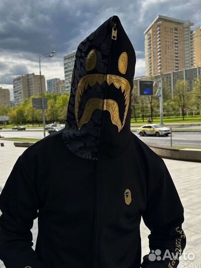 Зипка bape golden black Japan Бэйп Золотая Худи