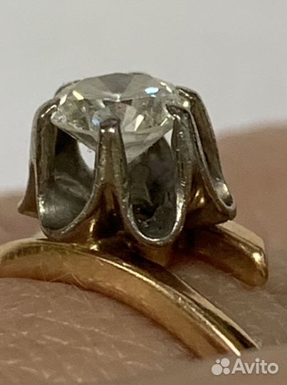 Золотое кольцо с бриллиантом 0,45 Ct СССР