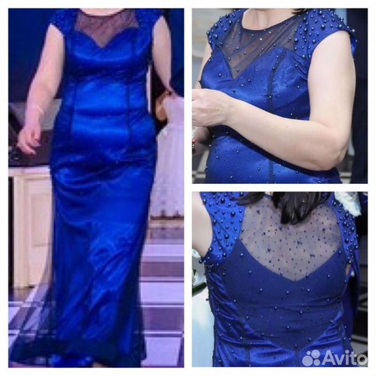 Вечернее синее платье в пол