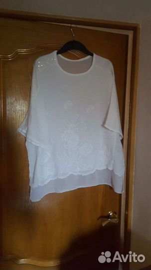 Белые ьлузки лен 48-50-52 (Италия)
