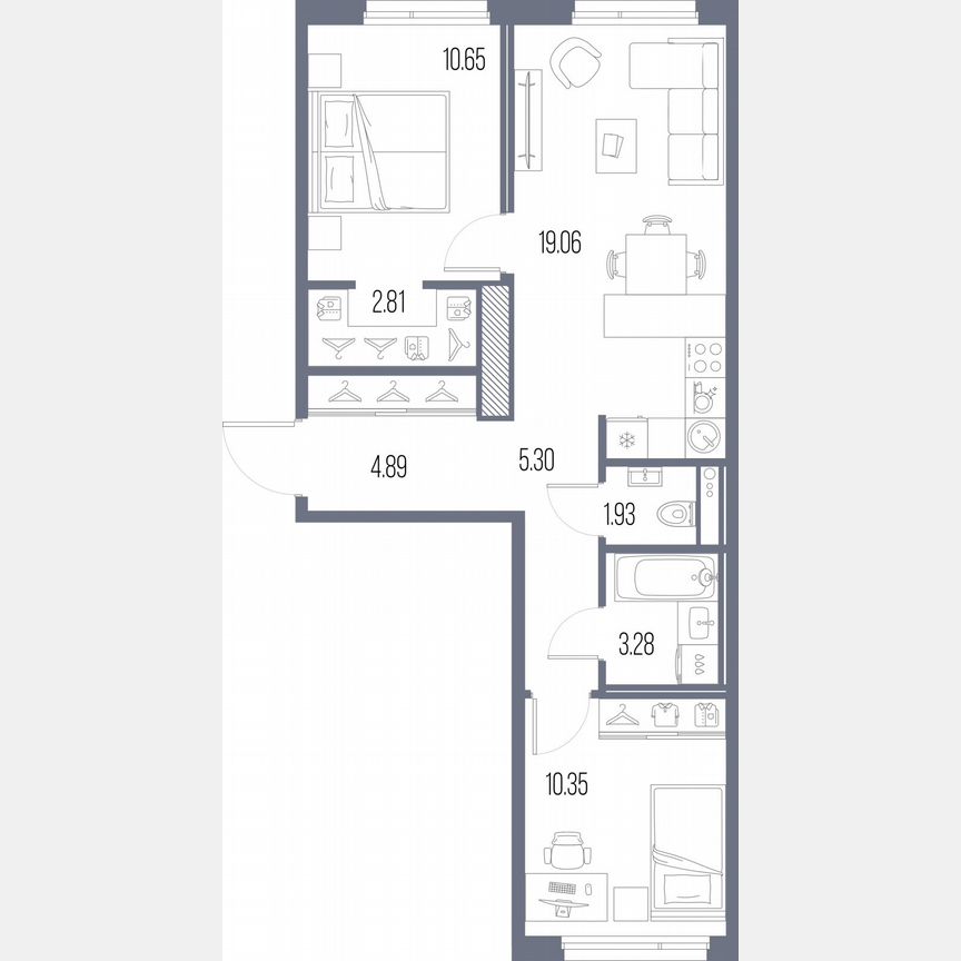 2-к. квартира, 58,3 м², 7/10 эт.
