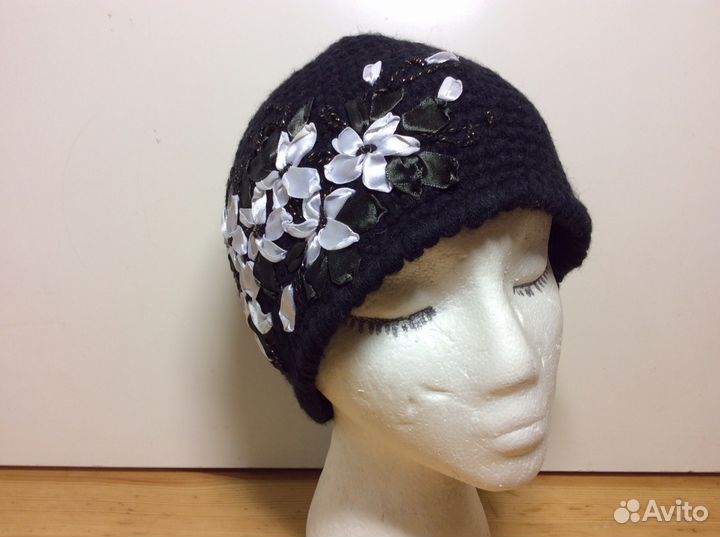 Эксклюзивная шапочка с лентами, р-р 54-57, арт 193