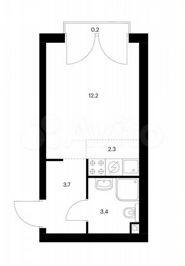 Квартира-студия, 21,8 м², 4/32 эт.