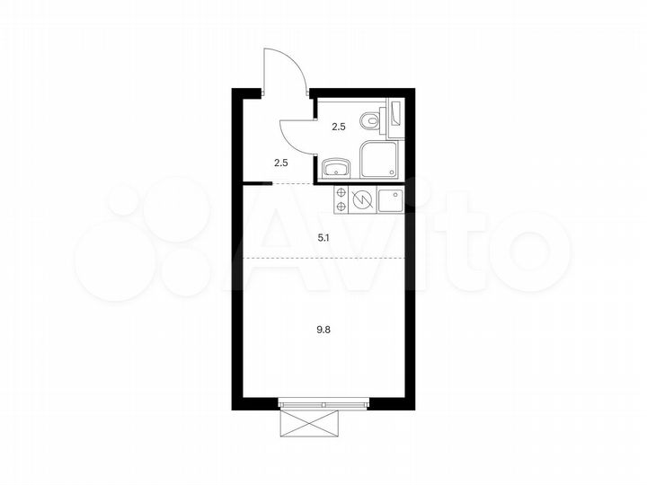Квартира-студия, 19,9 м², 8/33 эт.