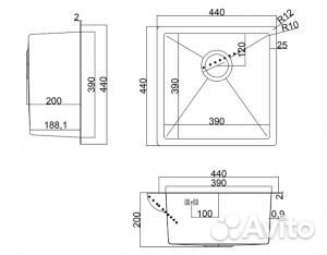 Мойка графитовая 4444 steel kitchen SKS