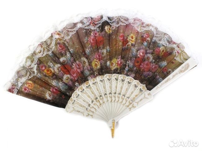 Веер складкой Цветы 23 см