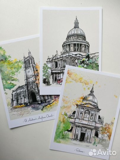 Набор открыток с архитектурой, 3 шт, авторские