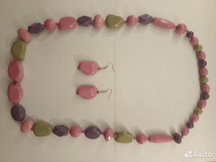 Комплект бижутерии огромные бусины колье серьги