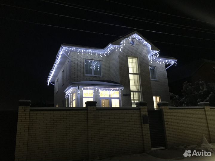 Украшение домов гирляндами