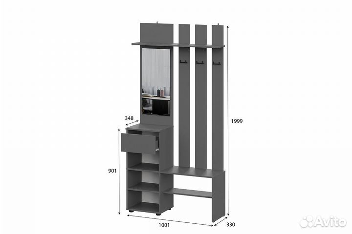 Новая прихожая вешалка с зеркалом 1,0 м