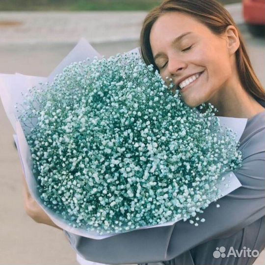 Букет из синих гипсофил 37 шт