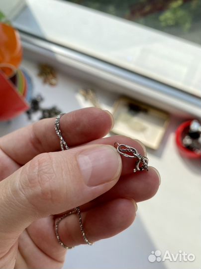 Серебряная подвеска + серьги