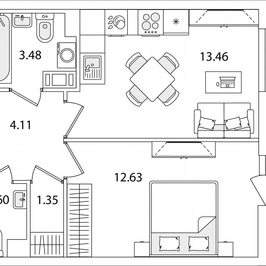 1-к. квартира, 38,1 м², 3/9 эт.