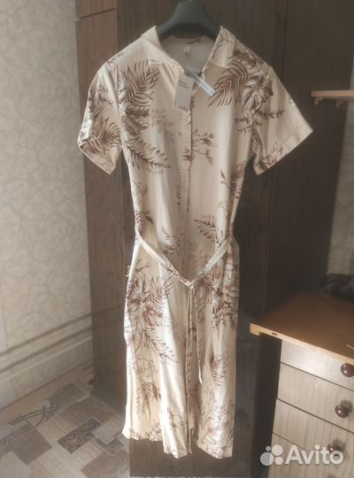 Платье-рубашка, 48р., лён, новое