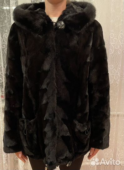 Шуба норковая с капюшоном