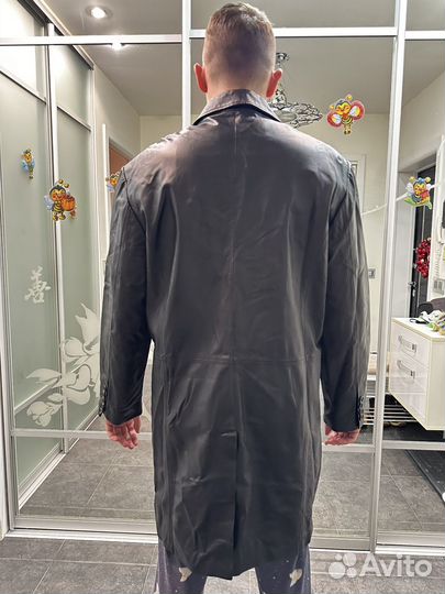 Кожаный плащ мужской 54