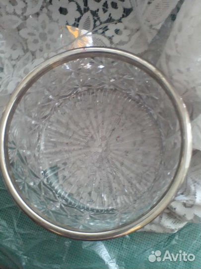 Хрустальная Ваза для фруктов с мельхиором,ссср