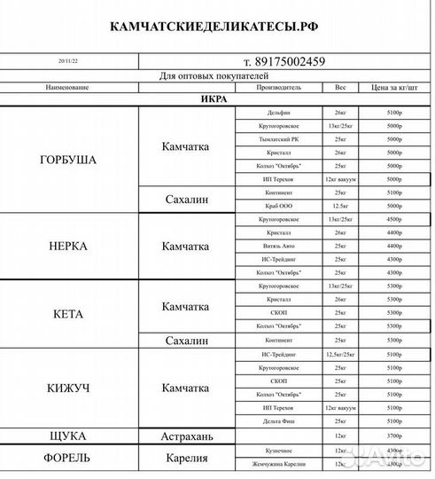 Икра красная горбуши. Оптом Камчатская