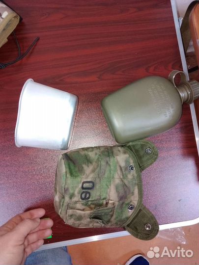 Походная фляга 1л с котелком 0.5л,чехол цвет Мох