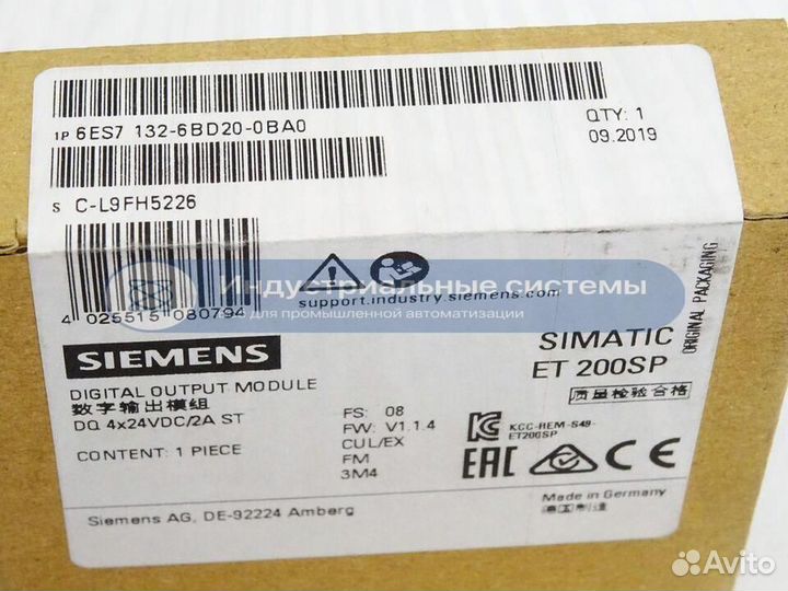 Модуль Siemens ET200SP 6ES7132-6BD20-0BA0