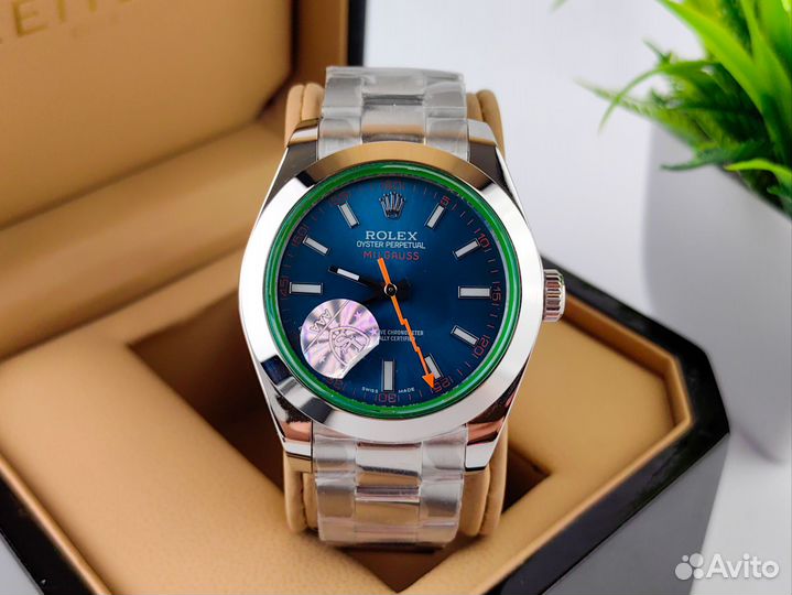 Мужские часы Rolex milgauss premium mint green