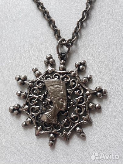 Кулон Нефертити с цепочкой.Мода эпохи СССР. 70-е г