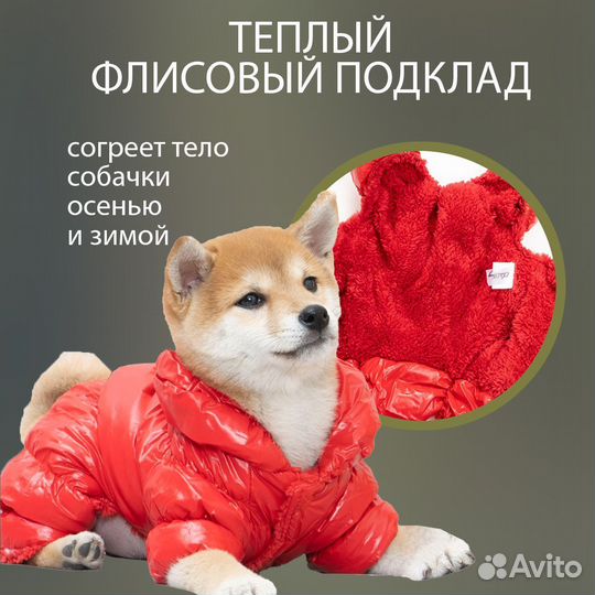 Куртка комбинезон для собак красная XS