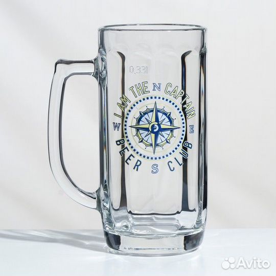 Кружка стеклянная для пива «Гамбург. Капитан»