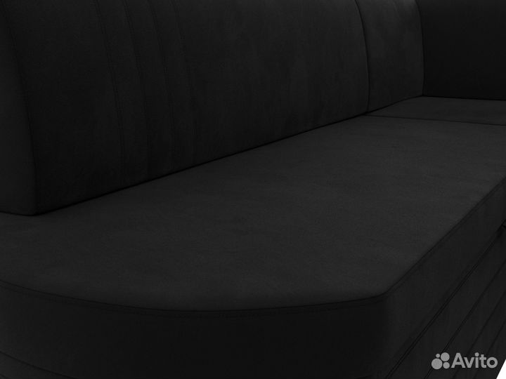 Диван кухонный угловой Токио правый угол, микровельвет, черный