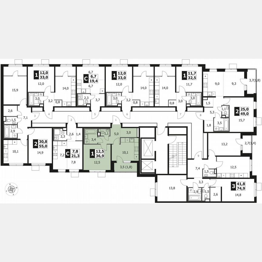 1-к. квартира, 36,9 м², 13/17 эт.