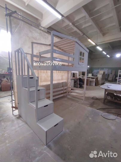 Детская кровать чердак домик