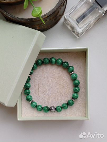 Браслет малахит натуральный