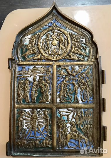 Складень, центральная часть, с эмалью