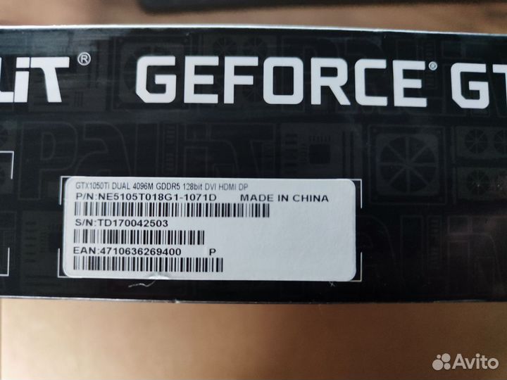 Видеокарта Palit GTX 1050 Ti 4Gb