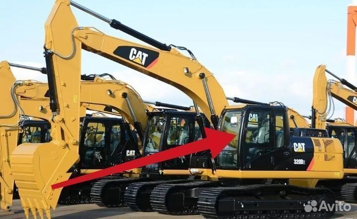 Стекло лобовое кузовное на экскаватор cat 320 Dl