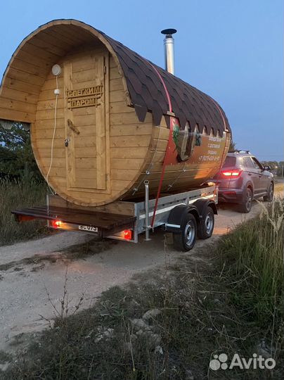Баня бочка в аренду на колесах