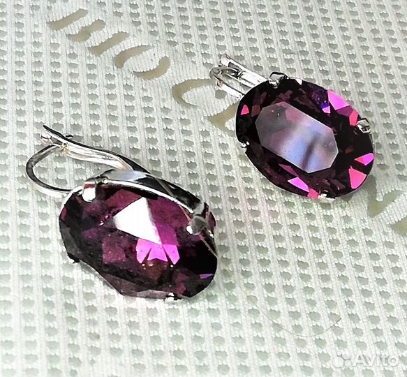 Серьги серебрение аметист С656