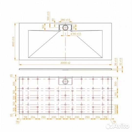 Душевой поддон RGW TKS-W 200x80