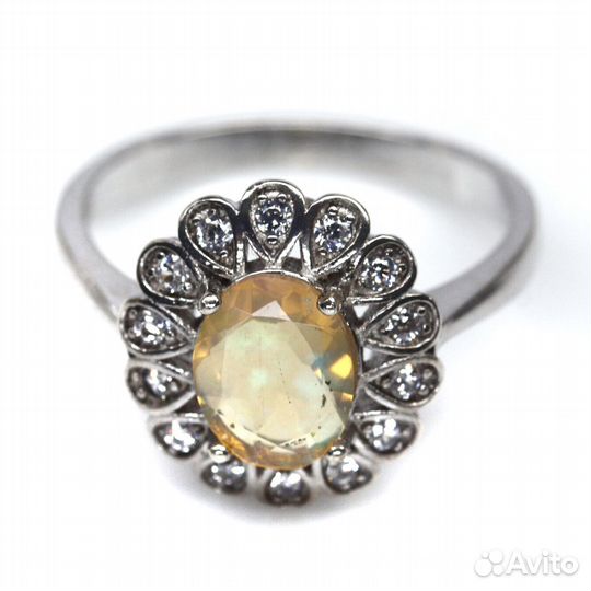Серьги, кольцо серебро опал разм.19,0 С324