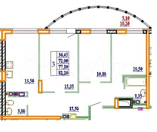 3-к. квартира, 82,3 м², 8/11 эт.