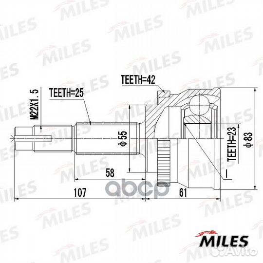 ШРУС nissan sunny 1.5-1.8 90-98 нар.(ABS) ga203