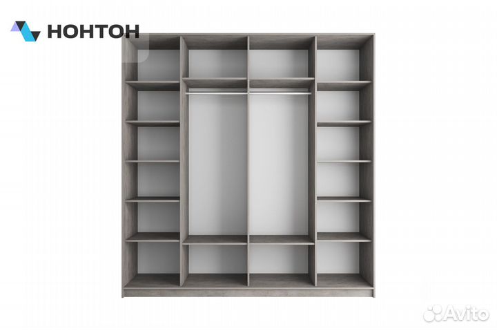 Шкаф-купе 2-х створчатый широкий Прайм бетон / чер
