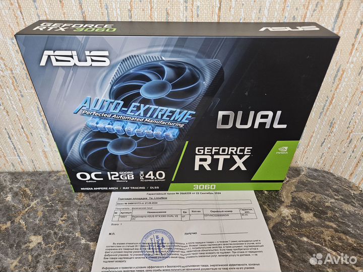 Новая Asus RTX 3060 12 Гб, 3 года гарантии