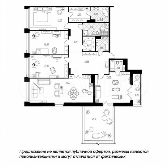 4-к. квартира, 224,9 м², 6/7 эт.