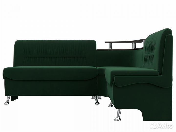 Диван кухонный угловой Сидней правый угол, велюр, зеленый
