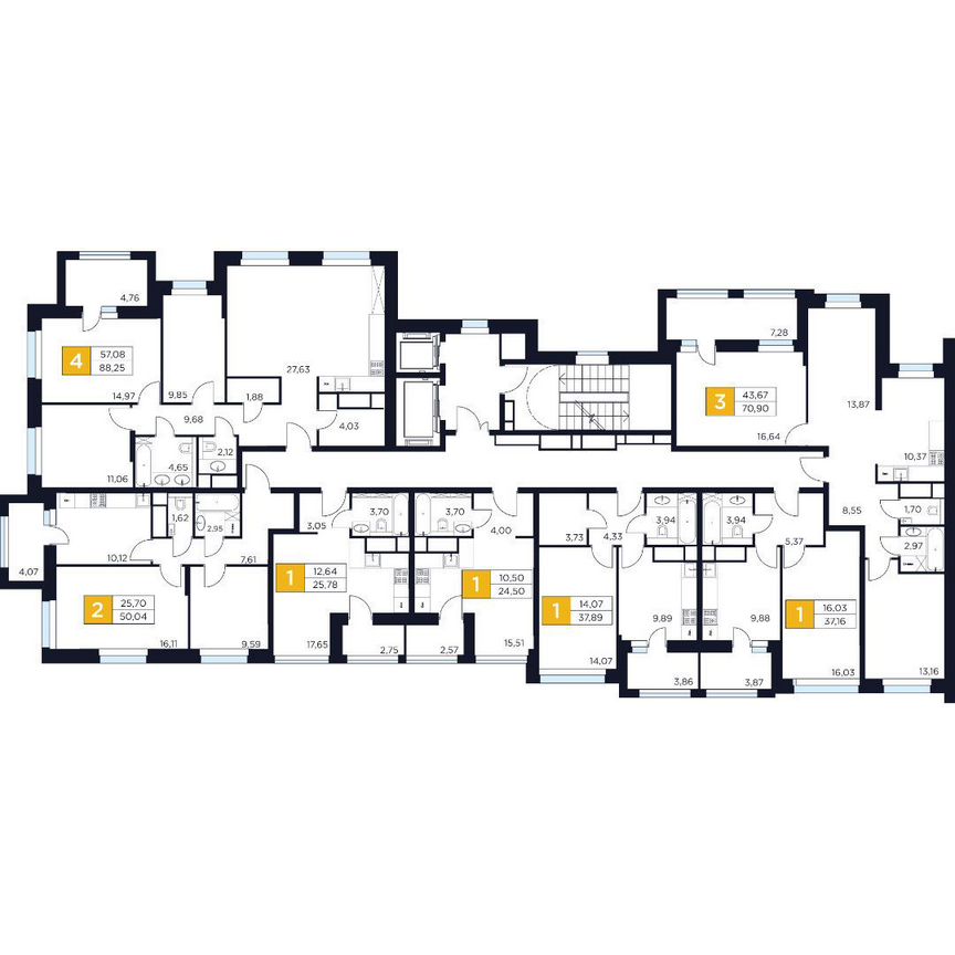 4-к. квартира, 88,3 м², 3/12 эт.